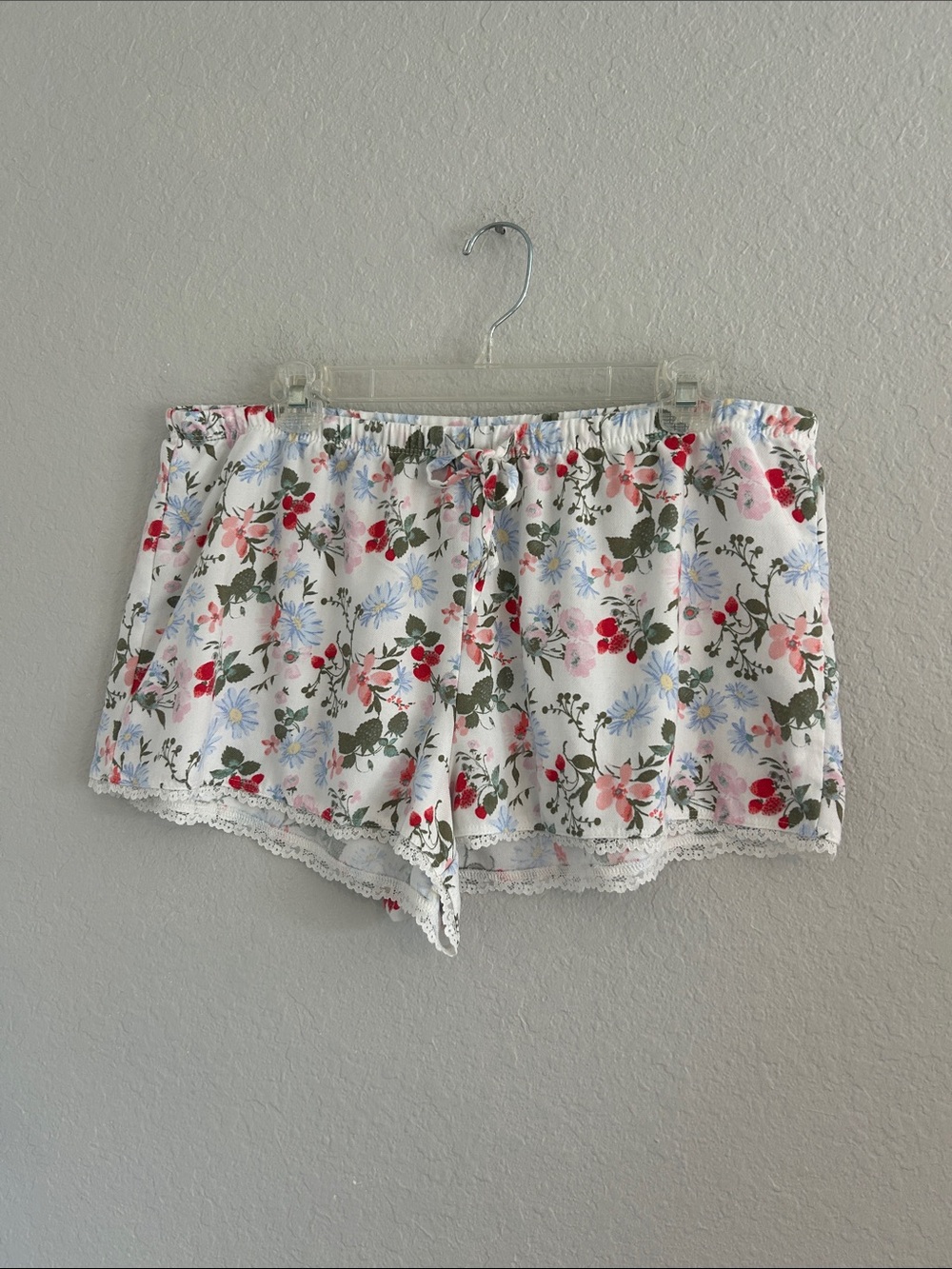 Arizona Jean Company White Floral Lace-Trim Sleep Shorts